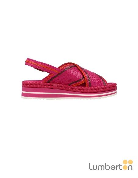 Sandalia fucsia trenzada cruzada hebilla MILANF