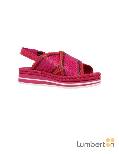 Sandalia fucsia trenzada cruzada hebilla MILANF