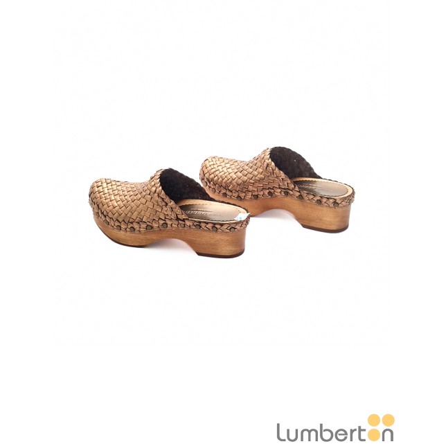 Zueco trenzado marrón madera CHILEM...