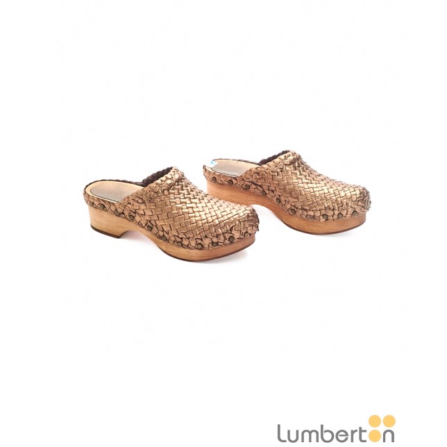 Zueco trenzado marrón madera CHILEM...