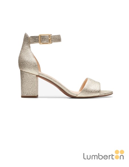 Sandalia platino tacón hebilla alta DEVAMAEP