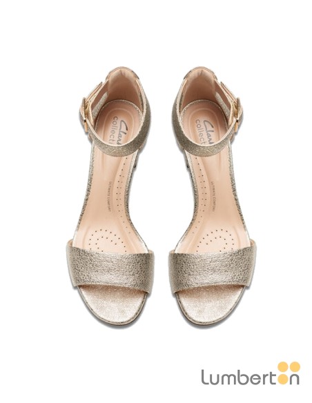 Sandalia platino tacón hebilla alta DEVAMAEP