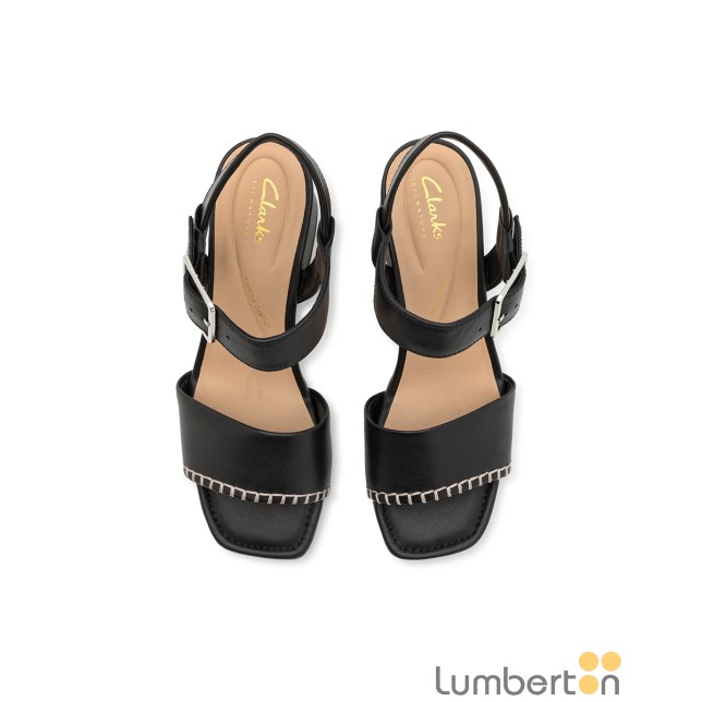 Sandalia negra tacón repunte pala...