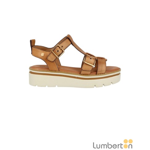 Sandalia dos hebillas camel...