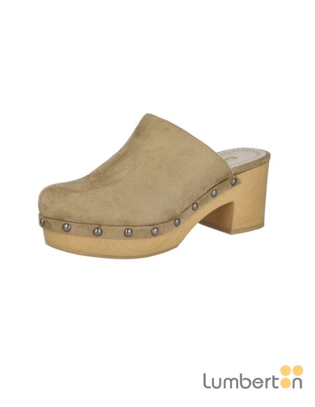 Zueco camel serraje tachuelas 160461C