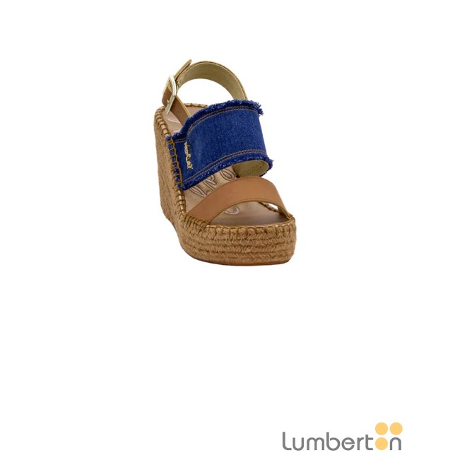 Sandalia azul tejano hebilla cuña...