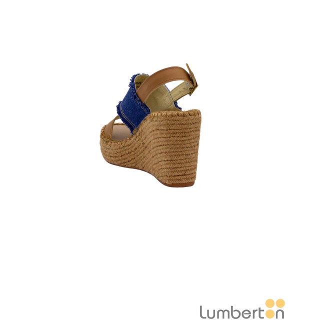 Sandalia azul tejano hebilla cuña...