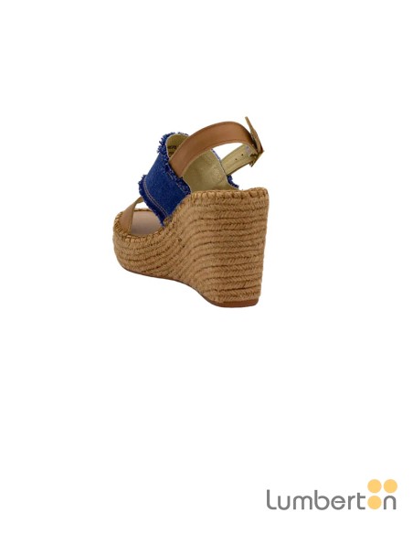 Sandalia azul tejano hebilla cuña esparto JESSA