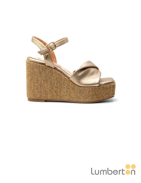 Sandalia platino hebilla cuña esparto altaWADESANP