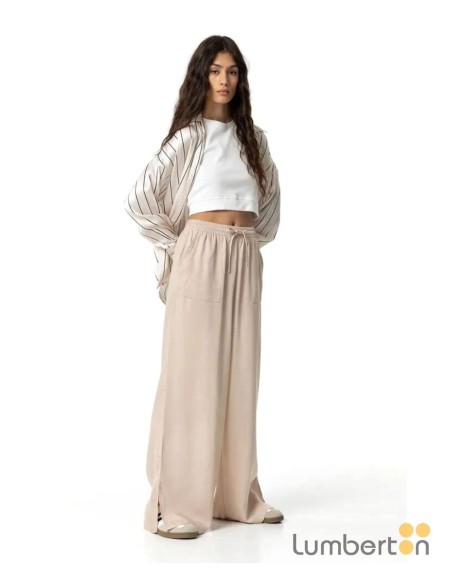 Pantalón fluido largo beig Alina