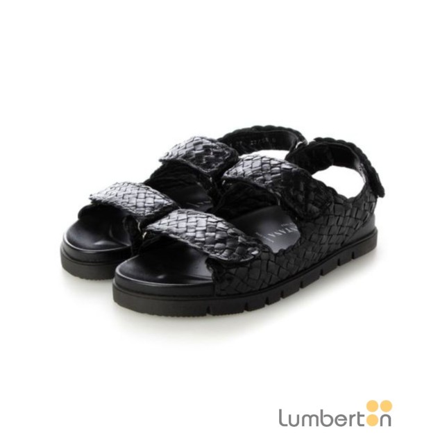 Sandalia negra trenzada tiras velcro...