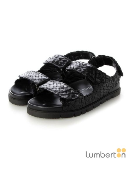 Sandalia negra trenzada tiras velcro CAIMAN