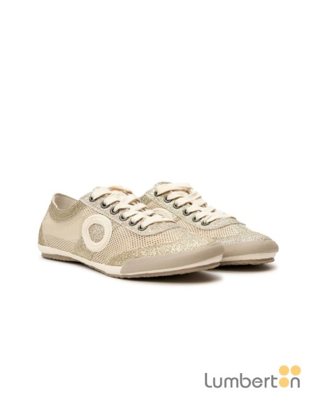Zapatillas caladas brillo plata JOANCRO