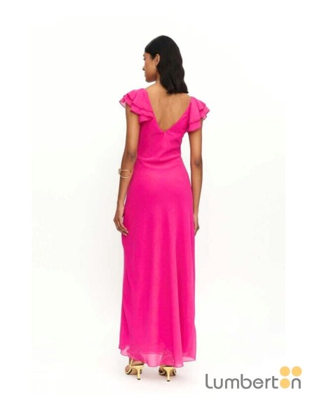 Vestido largo Compañía Fantástica rosa volantes 11308R