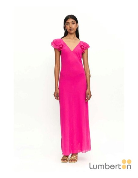 Vestido largo Compañía Fantástica rosa volantes 11308R