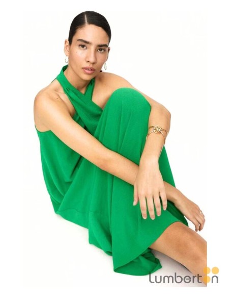 Vestido largo verde cuello halter Compañía Fantástica 11326V