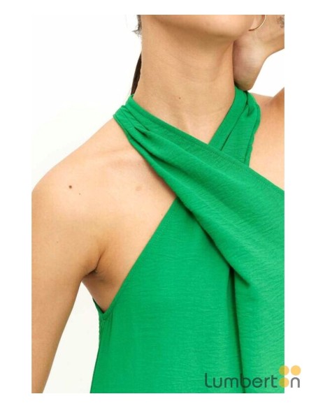 Vestido largo verde cuello halter Compañía Fantástica 11326V