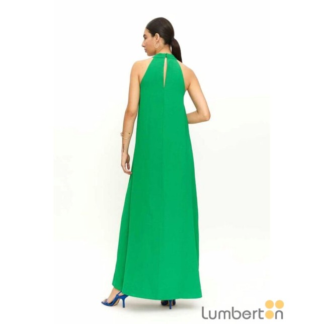 Vestido largo verde cuello halter... Vestido largo verde cuello halter...