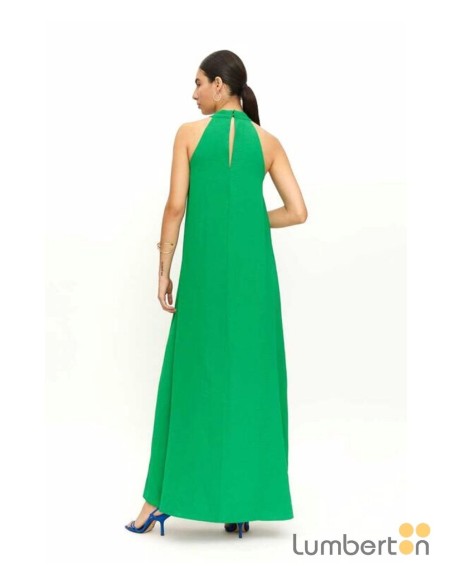 Vestido largo verde cuello halter Compañía Fantástica 11326V
