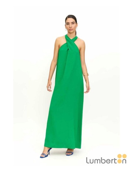 Vestido largo verde cuello halter Compañía Fantástica 11326V