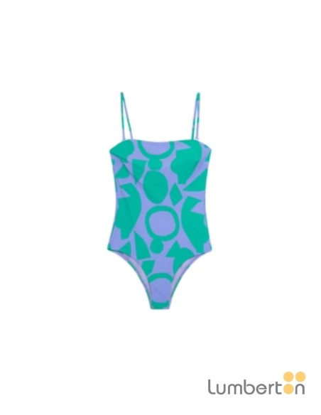Bañador estampado geométrico escote recto Compañía Fantástica 13941