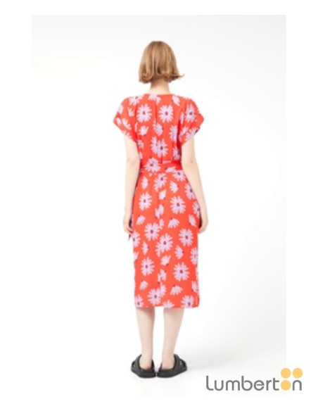 Vestido midi floral rojo Compañía Fantástica 41018