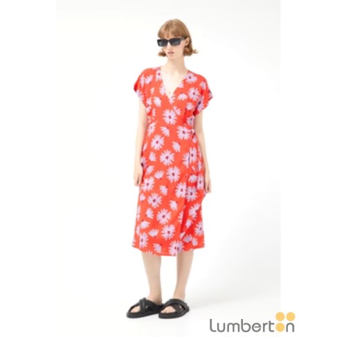 Vestido midi floral rojo...