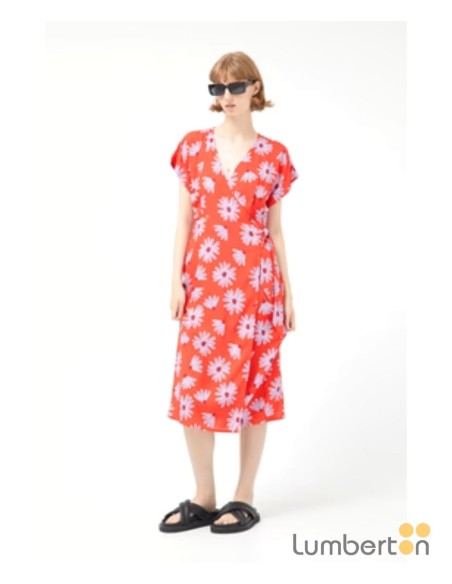 Vestido midi floral rojo Compañía Fantástica 41018
