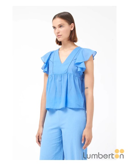 Camiseta Compañía fantástica m/c volantes azul 41122A