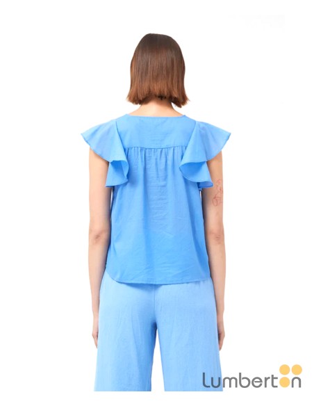 Camiseta Compañía fantástica m/c volantes azul 41122A