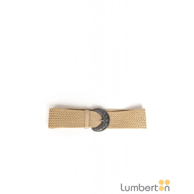 Cinturón ancho cuerda hebilla plata...