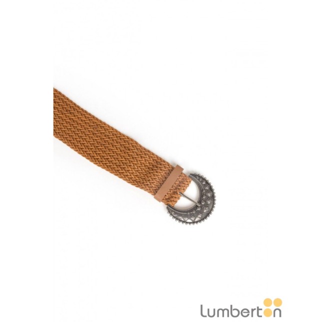 Cinturón ancho cuerda hebilla plata...