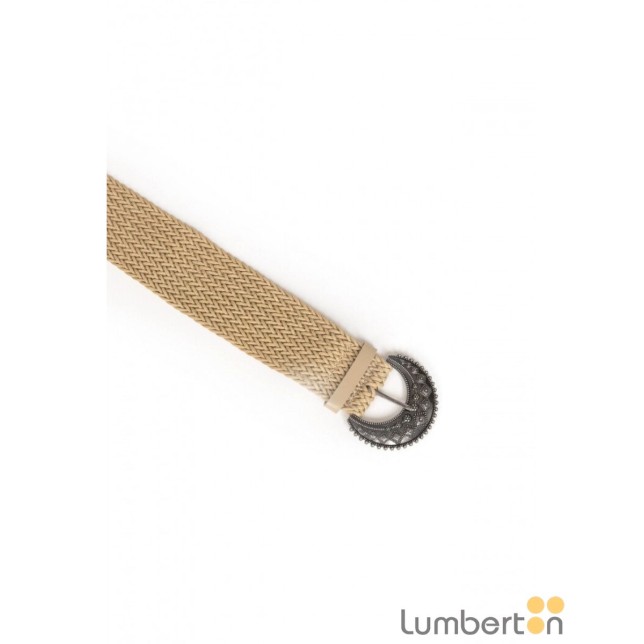 Cinturón ancho cuerda hebilla plata...