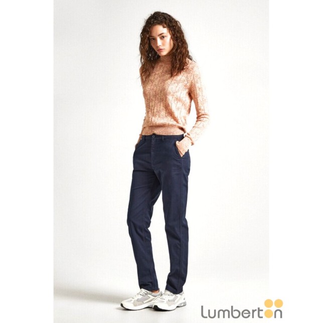 Pantalón azul recto ancho chino TRACY...