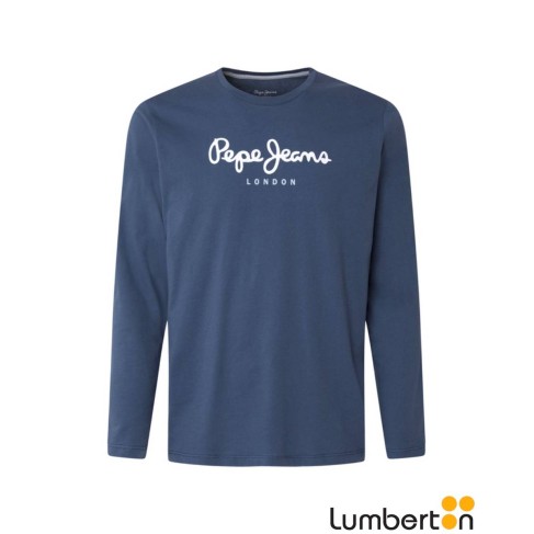 Camiseta larga azul m/larga...