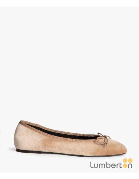 Bailarina Lazo Terciopelo Ribete Camel M565C