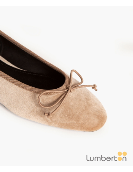 Bailarina Lazo Terciopelo Ribete Camel M565C