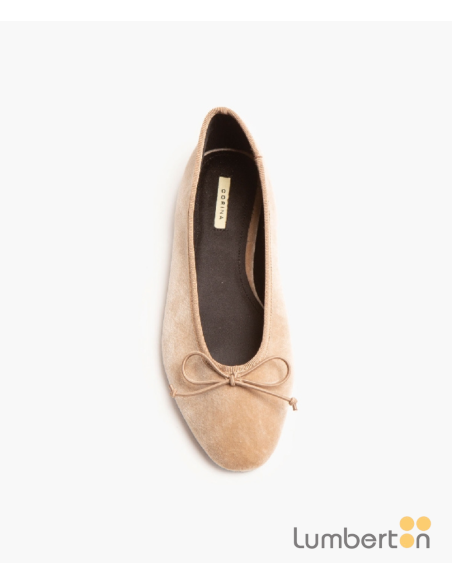 Bailarina Lazo Terciopelo Ribete Camel M565C