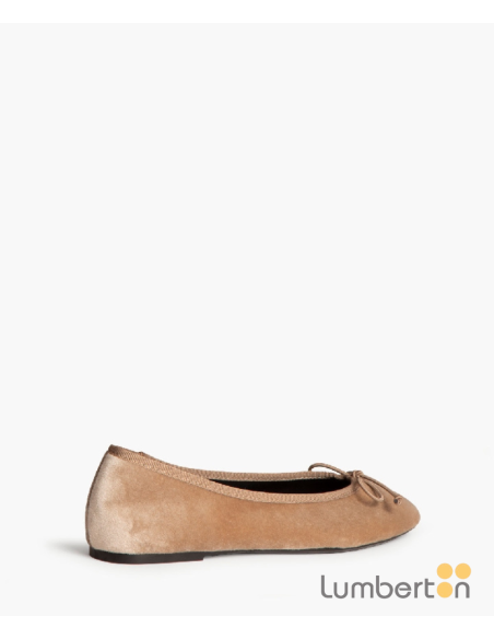 Bailarina Lazo Terciopelo Ribete Camel M565C