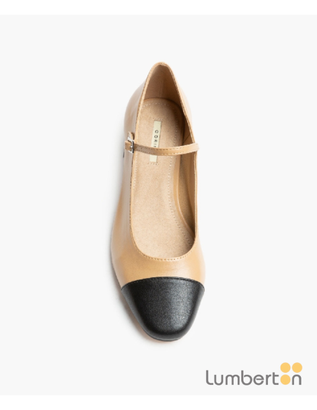 Bailarina Hebilla Puntera Negra Tacón Ribete M4662