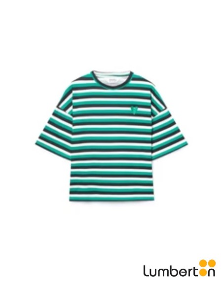 Camiseta Rayas Corazon Verde 42005