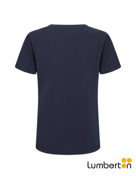 Camiseta M/C Azul Marino Flores BordadasVELVETA