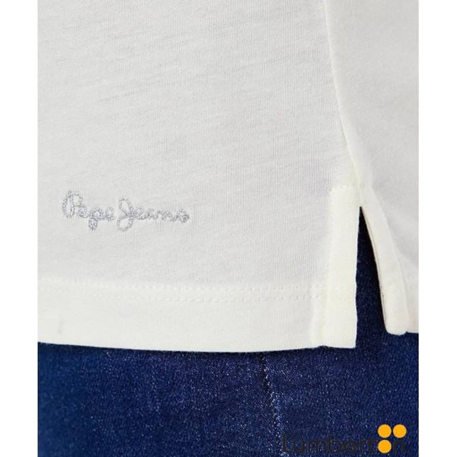 Camiseta M/C Azul Claro Letras...