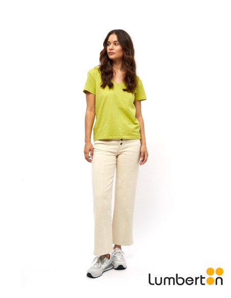 Camiseta Básica M/C C/Pico Verde Oscuro DANONVO