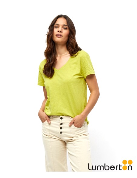 Camiseta Básica M/C C/Pico Verde Oscuro DANONVO