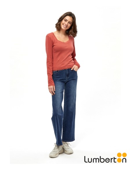 Camiseta M/L Cuello Hexágono Bordado Canalé 6603R