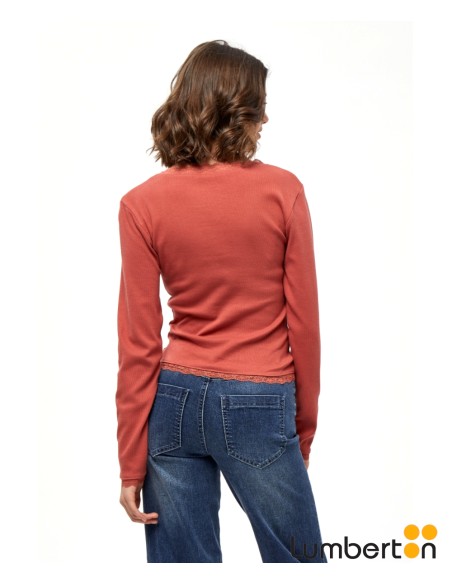 Camiseta M/L Cuello Hexágono Bordado Canalé 6603R