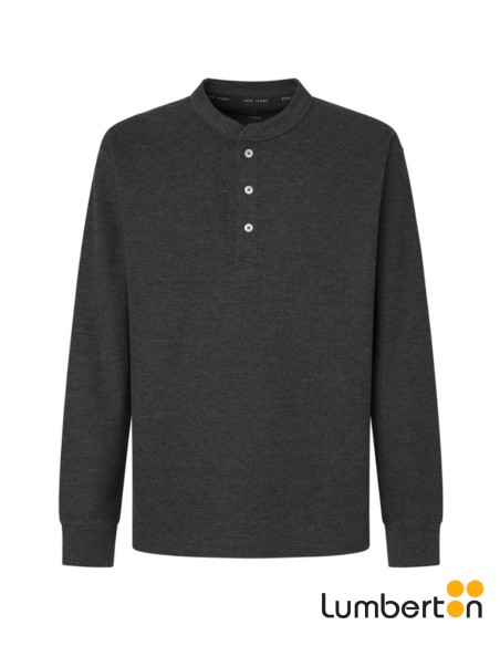 Jersey Cuello Redondo Botones Gris OscuroASHFORD