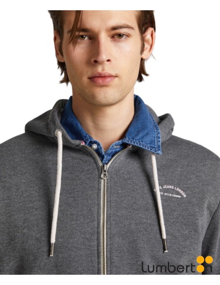 Sudadera Capucha Cremallera Gris LetrasMEHMET