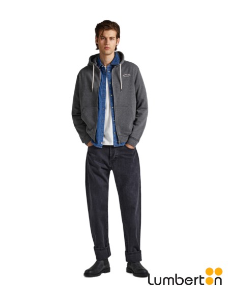 Sudadera Capucha Cremallera Gris LetrasMEHMET